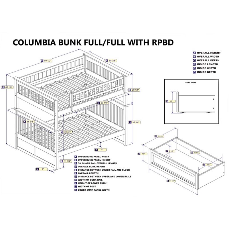 Leo & Lacey Full Over Full Storage Bunk Bed in Walnut
