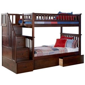 Leo & Lacey Twin Over Twin Staircase Storage Bunk Bed