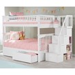 Leo & Lacey Mid-Century Wood Full Over Full Staircase Storage Bunk Bed in White