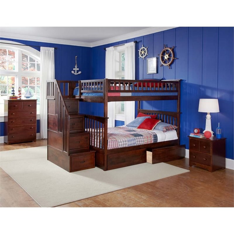 Leo & Lacey Full Over Full Staircase Storage Bunk Bed