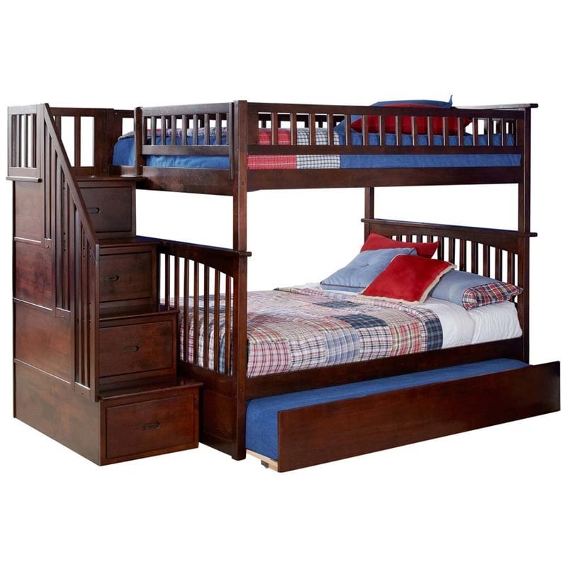Leo & Lacey Full Over Full Staircase Trundle Bunk Bed