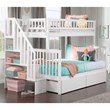 Leo & Lacey Mid-Century Wood Twin Over Full Staircase Storage Bunk Bed in White