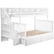 Leo & Lacey Mid-Century Wood Twin Over Full Staircase Storage Bunk Bed in White