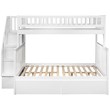 Leo & Lacey Mid-Century Wood Twin Over Full Staircase Storage Bunk Bed in White