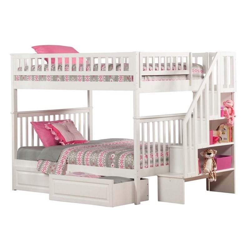 Leo & Lacey Full Over Full Staircase Storage Bunk Bed