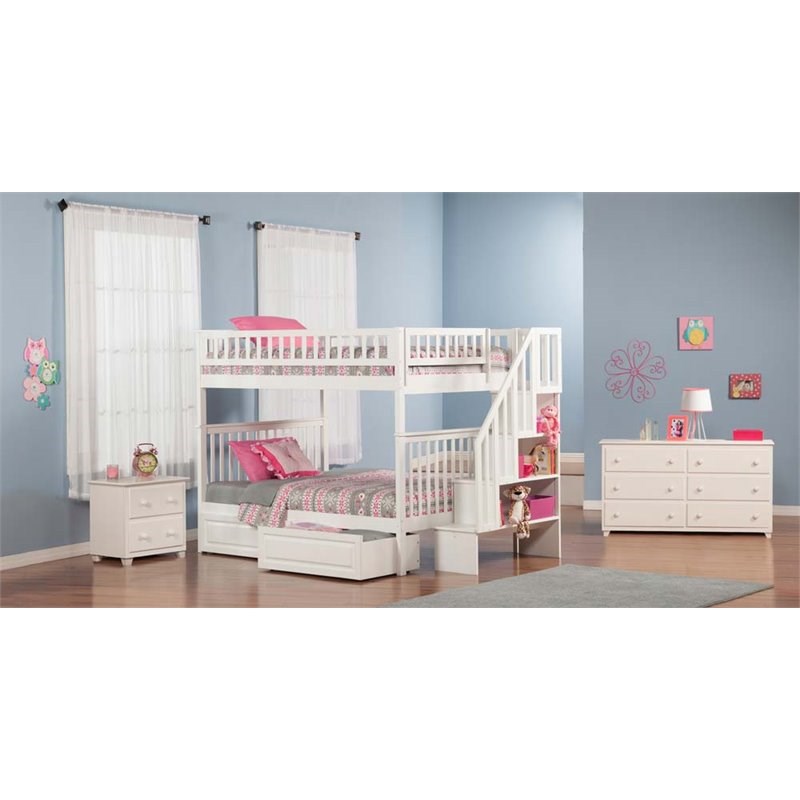 Leo & Lacey Full Over Full Staircase Storage Bunk Bed
