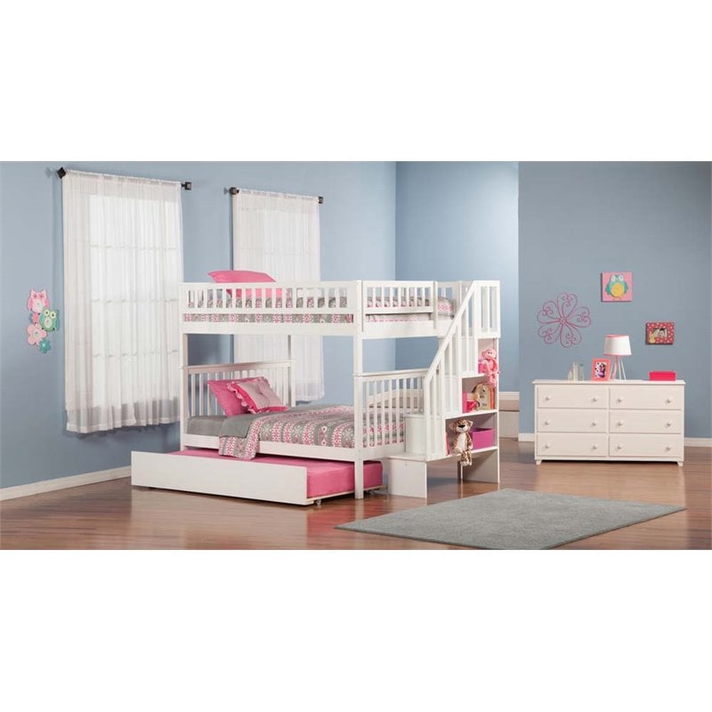 Leo & Lacey Full Over Full Staircase Trundle Bunk Bed