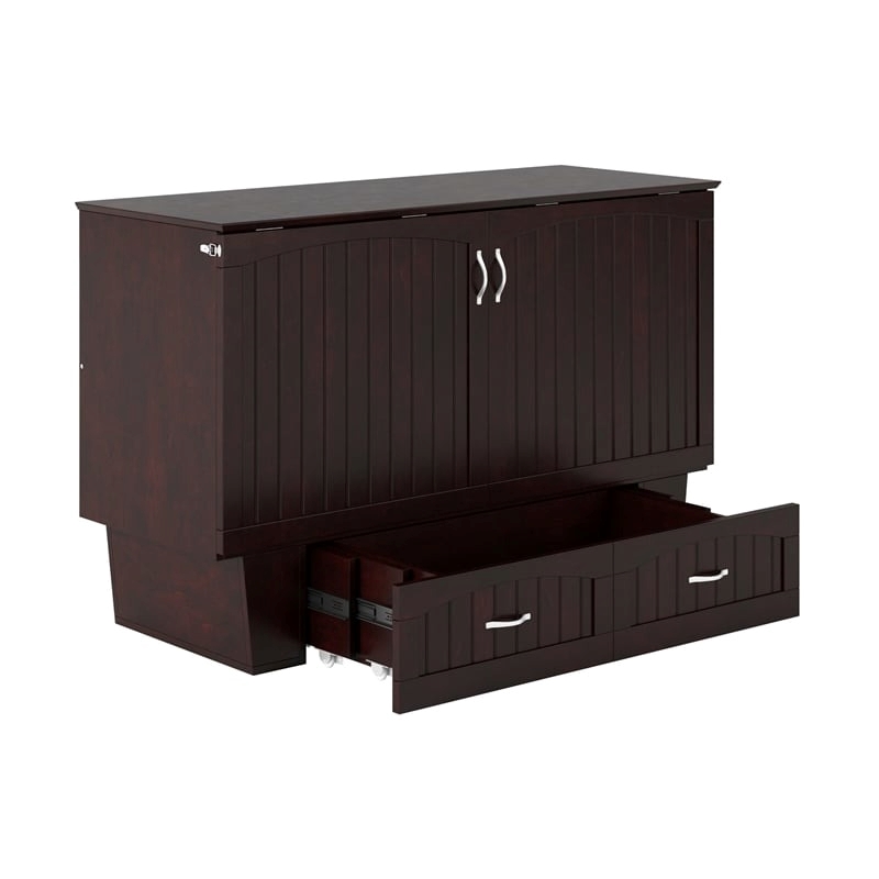 Leo & Lacey Farmhouse Solid Wood Queen Murphy Bed Chest in Espresso