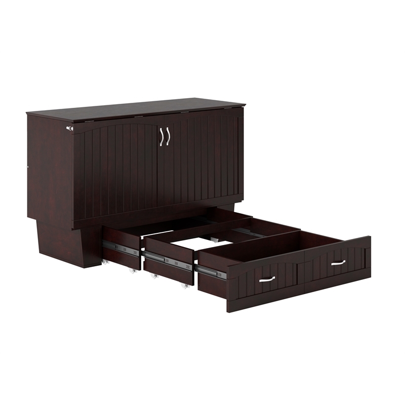 Leo & Lacey Farmhouse Solid Wood Queen Murphy Bed Chest in Espresso