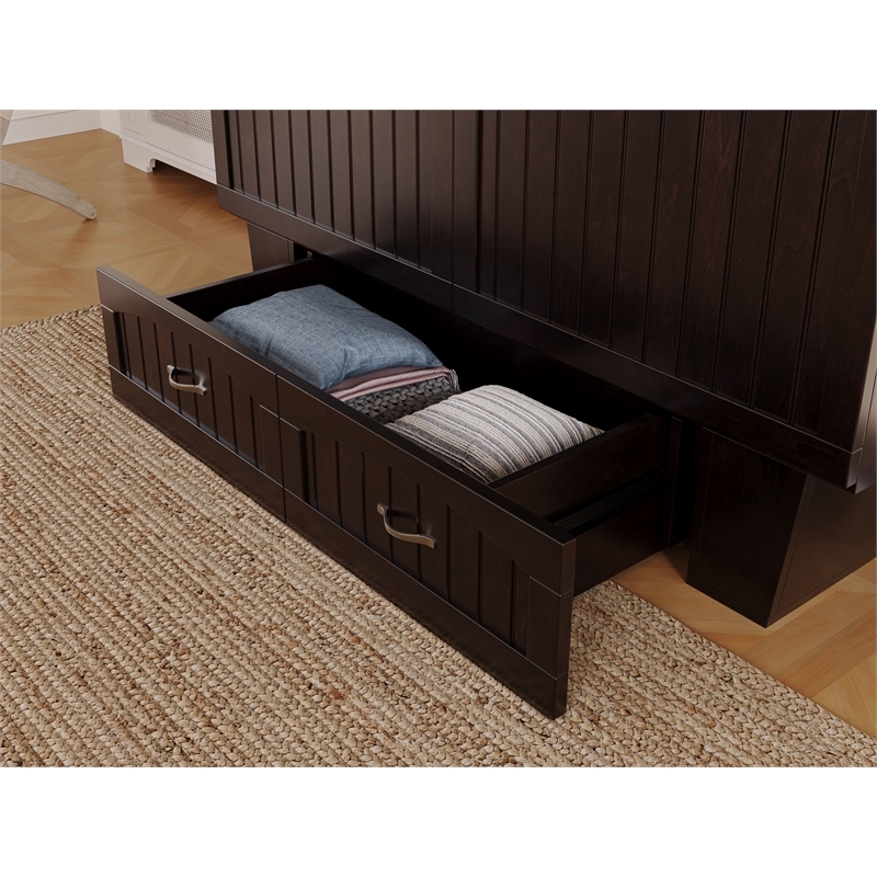 Leo & Lacey Farmhouse Solid Wood Queen Murphy Bed Chest in Espresso