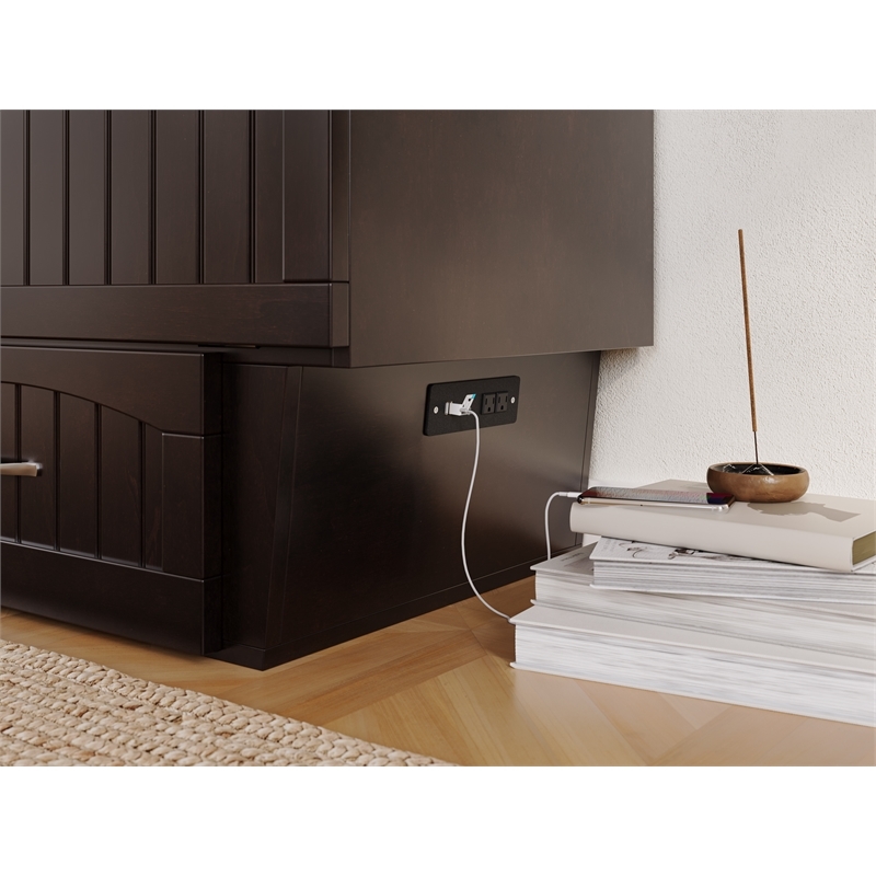 Leo & Lacey Farmhouse Solid Wood Queen Murphy Bed Chest in Espresso