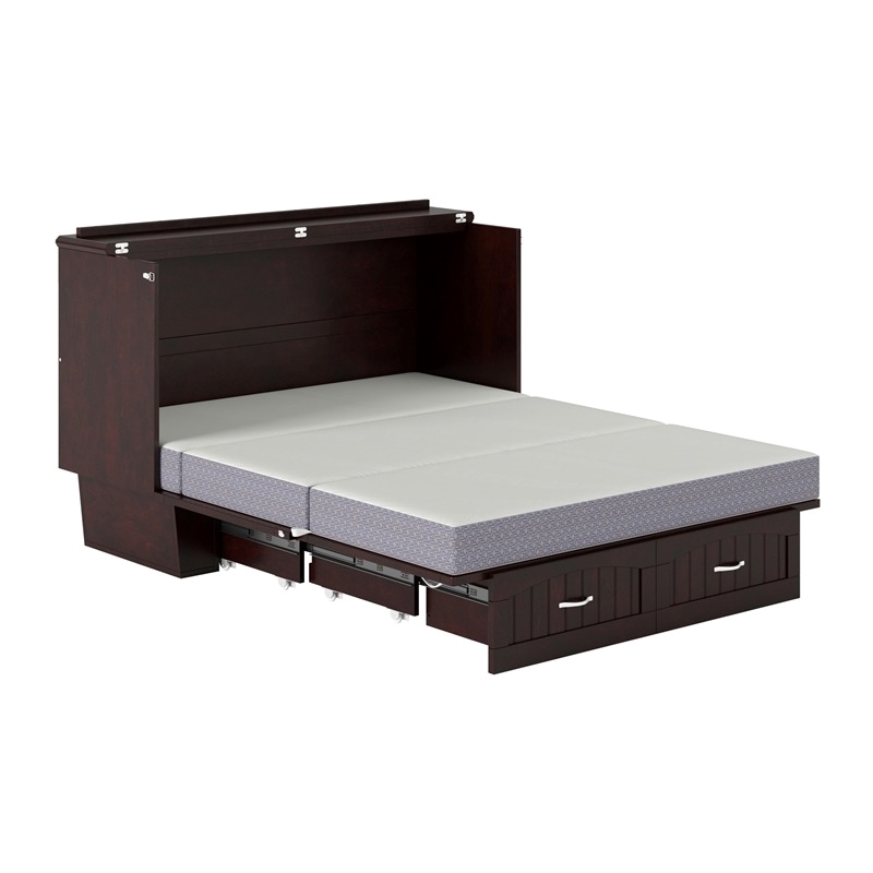 Leo & Lacey Farmhouse Solid Wood Queen Murphy Bed Chest in Espresso