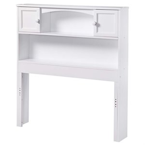 Leo & Lacey Contemporary Twin Wood Bookcase Headboard in White