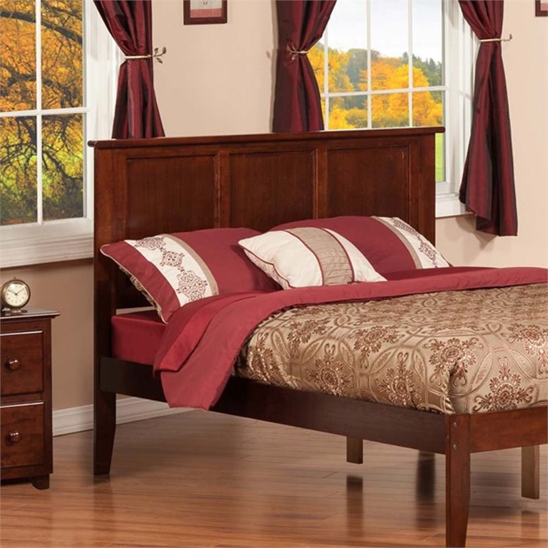 Leo & Lacey Contemporary Full Solid Wood Panel Headboard in Walnut