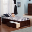 Leo & Lacey Transitional Solid Wood Twin XL Storage Platform Bed in Walnut