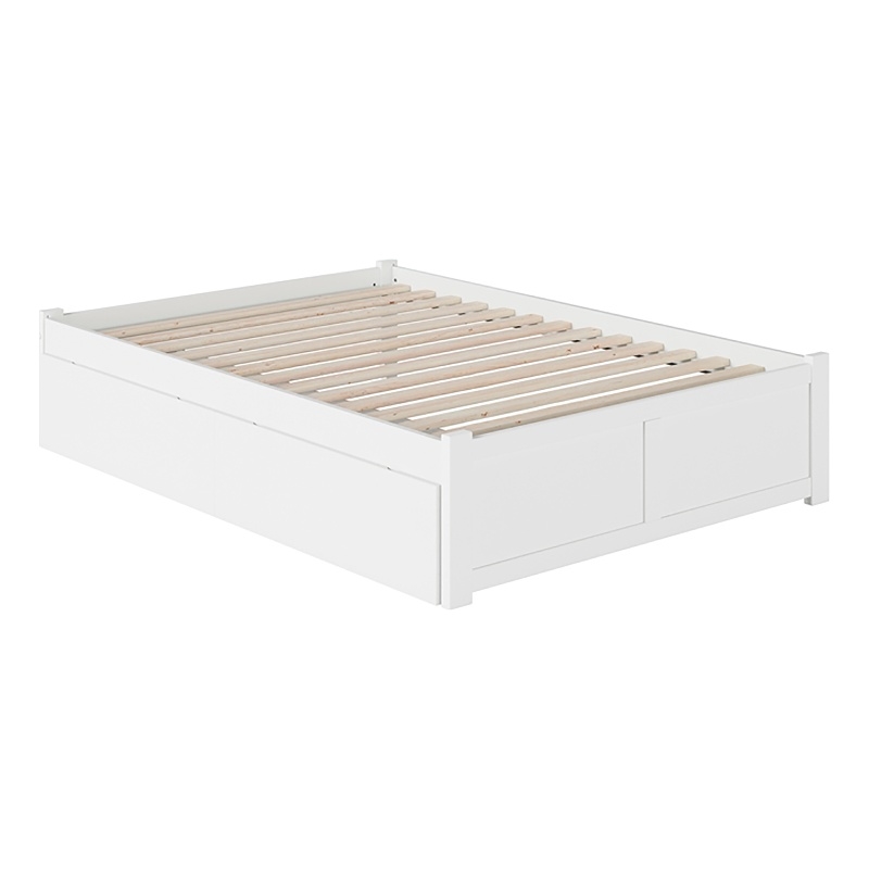 Leo & Lacey Solid Wood Urban Full Storage Platform Bed in White