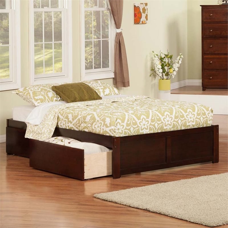Leo & Lacey Urban Full Storage Platform Bed in Walnut