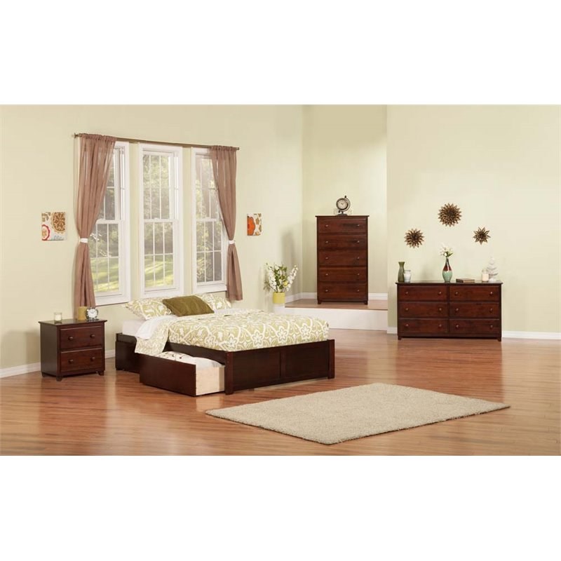 Leo & Lacey Urban Full Storage Platform Bed in Walnut