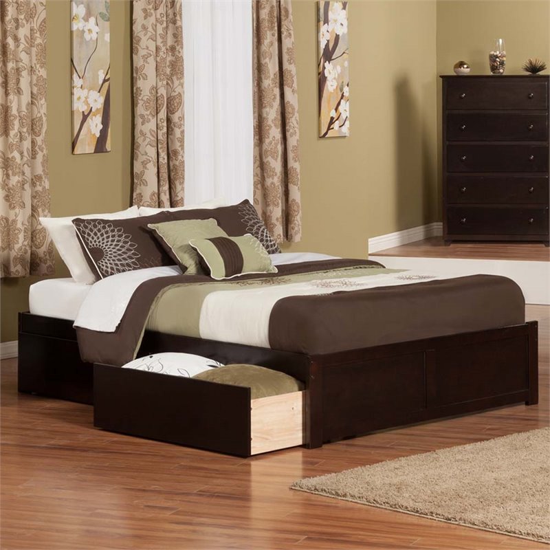 Leo & Lacey Queen Storage Platform Bed in Espresso