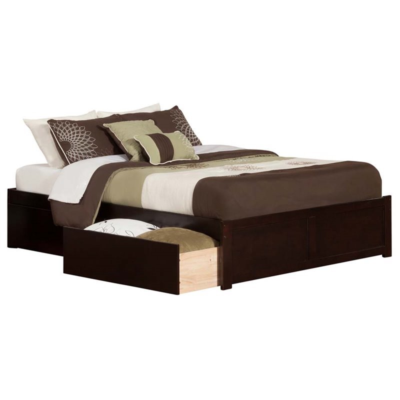 Leo & Lacey Queen Storage Platform Bed in Espresso