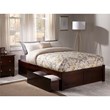 Leo & Lacey Solid Wood Urban Queen Storage Platform Bed in Walnut