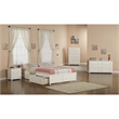 Leo & Lacey Solid Wood King Storage Platform Bed with USB Charger in White