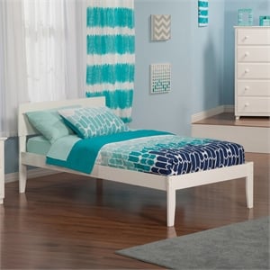 Leo & Lacey Contemporary Twin XL Solid Wood Platform Bed in White