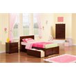 Leo & Lacey Twin XL Wood Platform Bed with Footboard & Storage Drawers in Walnut