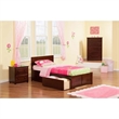 Leo & Lacey Twin Wood Platform Bed with Footboard and Storage Drawers in Walnut