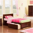 Leo & Lacey Twin Wood Platform Bed with Footboard and Storage Drawers in Walnut