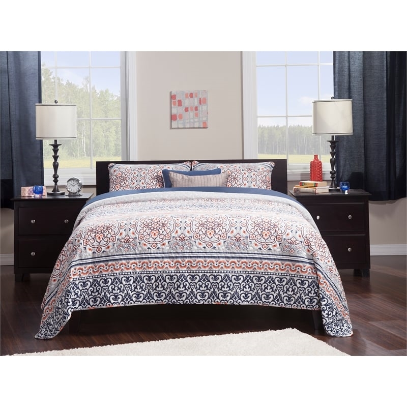 Leo & Lacey Contemporary Full Solid Wood Platform Bed in Espresso