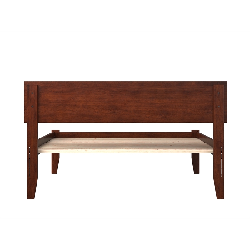 Leo & Lacey Contemporary Full Solid Wood Platform Bed in Walnut