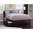 Leo & Lacey Full Wood Platform Bed with Footboard & Storage Drawers in Espresso