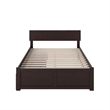 Leo & Lacey Full Wood Platform Bed with Footboard & Storage Drawers in Espresso