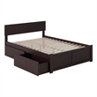 Leo & Lacey Full Wood Platform Bed with Footboard & Storage Drawers in Espresso