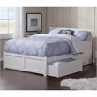 Leo & Lacey Full Wood Platform Bed with Footboard and Storage Drawers in White