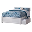 Leo & Lacey Full Wood Platform Bed with Footboard and Storage Drawers in White
