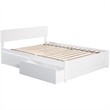 Leo & Lacey Full Wood Platform Bed with Footboard and Storage Drawers in White
