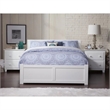 Leo & Lacey Full Wood Platform Bed with Footboard and Storage Drawers in White