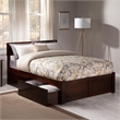 Leo & Lacey Full Wood Platform Bed with Footboard and Storage Drawers in Walnut