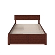 Leo & Lacey Full Wood Platform Bed with Footboard and Storage Drawers in Walnut