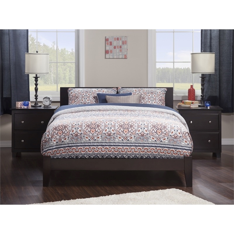 Leo & Lacey Contemporary Queen Solid Wood Platform Bed in Espresso