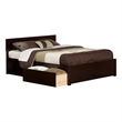Leo & Lacey Queen Wood Platform Bed with Footboard & Storage Drawers in Espresso
