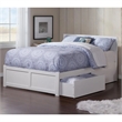 Leo & Lacey Queen Wood Platform Bed with Footboard and Storage Drawers in White