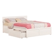 Leo & Lacey Queen Wood Platform Bed with Footboard and Storage Drawers in White