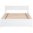 Leo & Lacey Queen Wood Platform Bed with Footboard and Storage Drawers in White