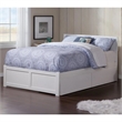 Leo & Lacey Queen Wood Platform Bed with Footboard and Storage Drawers in White