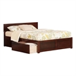 Leo & Lacey Queen Wood Platform Bed with Footboard and Storage Drawers in Walnut
