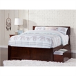Leo & Lacey Queen Wood Platform Bed with Footboard and Storage Drawers in Walnut