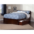Leo & Lacey King Wood Platform Bed with Footboard and Storage Drawers in Walnut